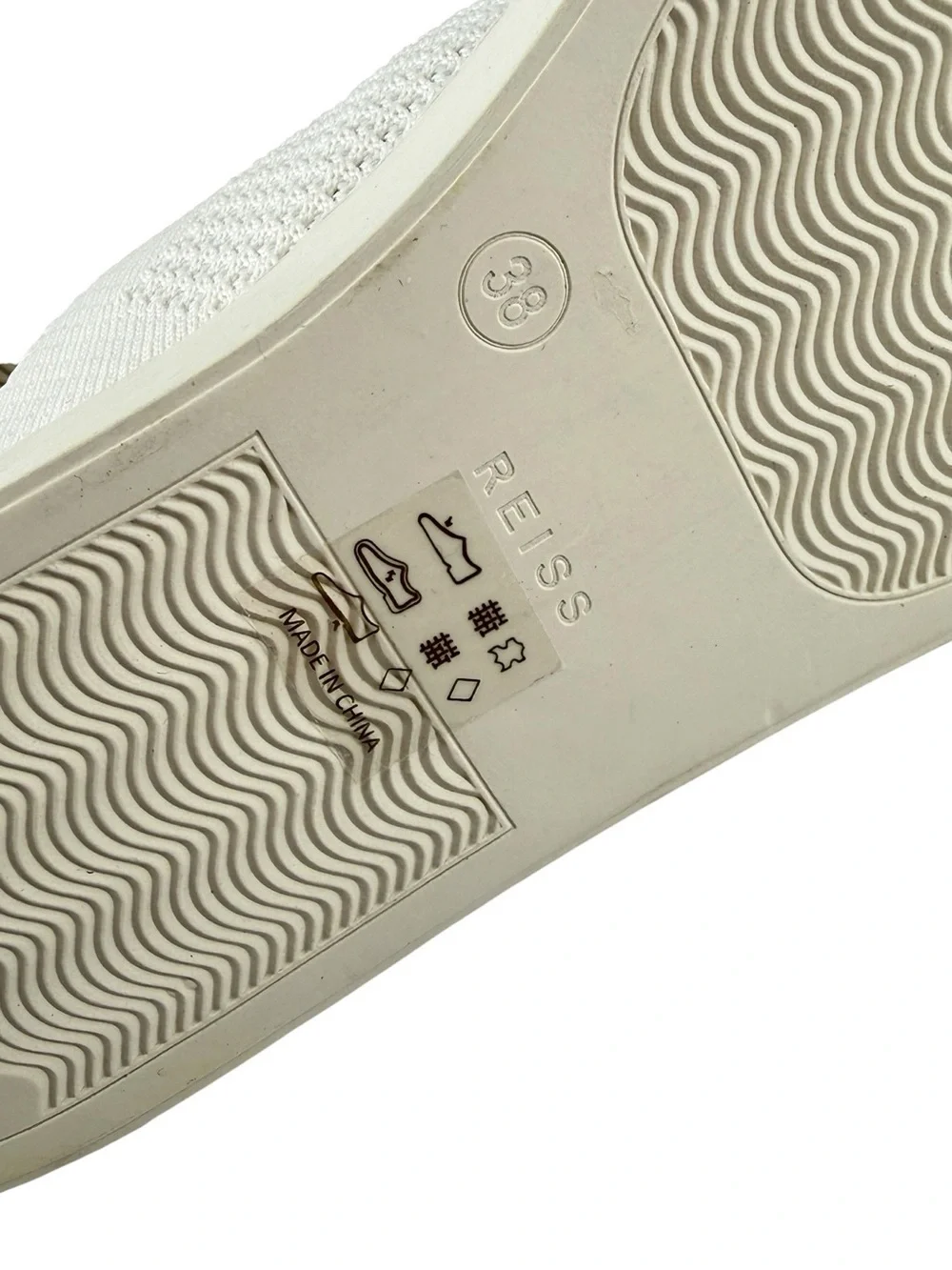 REISS Brackley Knit Sneakers Ivory Leather Trim Women’s US 8 EU 38 NWOB